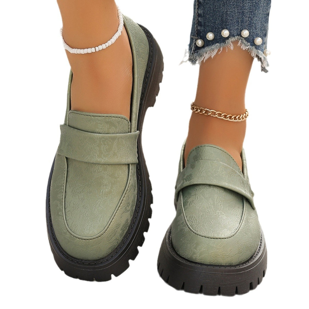 Damen Chunky Loafer mit profilierter Gummisohle und geprägtem Kunstleder Shop Nory