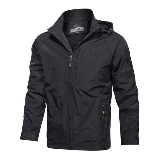 Herren Leichte Softshell-Fieldjacke mit verstellbarer Kapuze und Organizer-Brusttasche Shop Nory