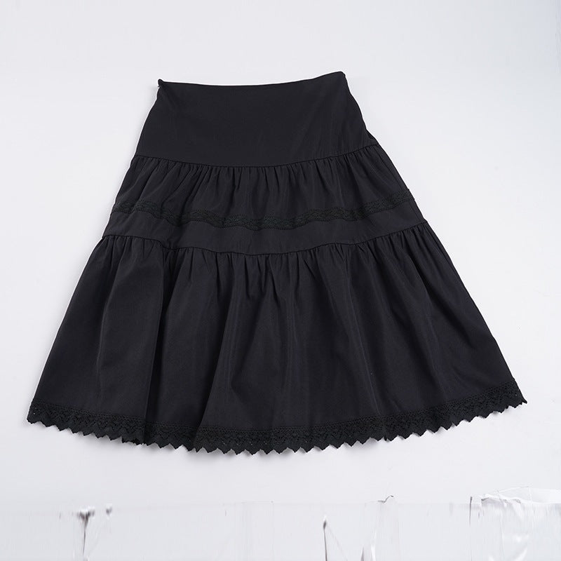 Damen eleganter gestufter Rock mit Spitzendetails