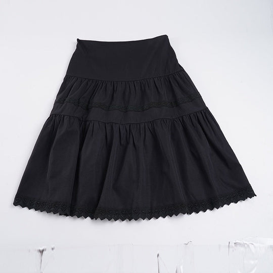 Damen eleganter gestufter Rock mit Spitzendetails