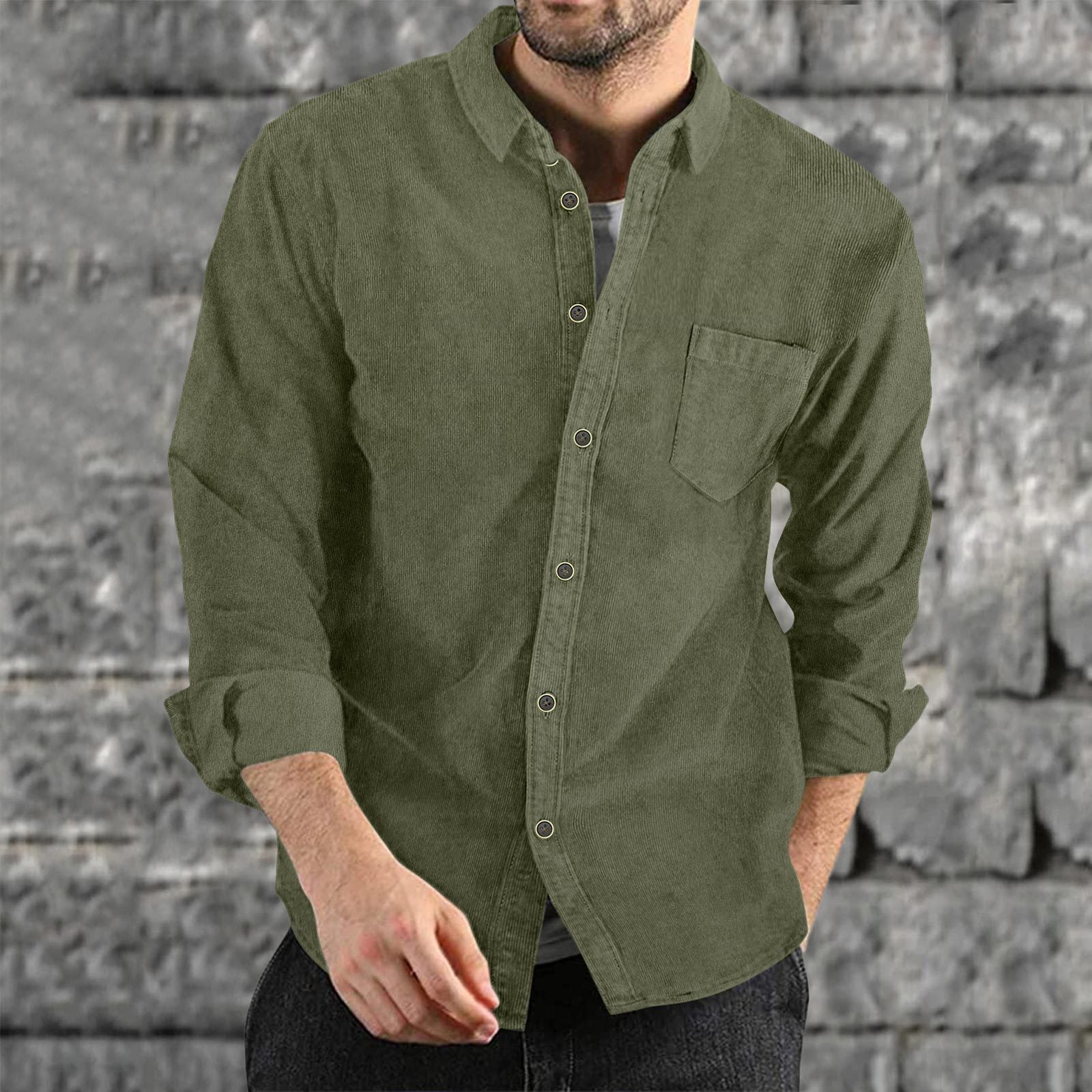 Herren Casual Cordhemd Shopnory