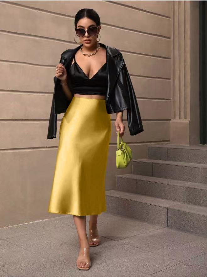 Damen Satin Rock mit schwingendem Saum und elegantem Schnitt