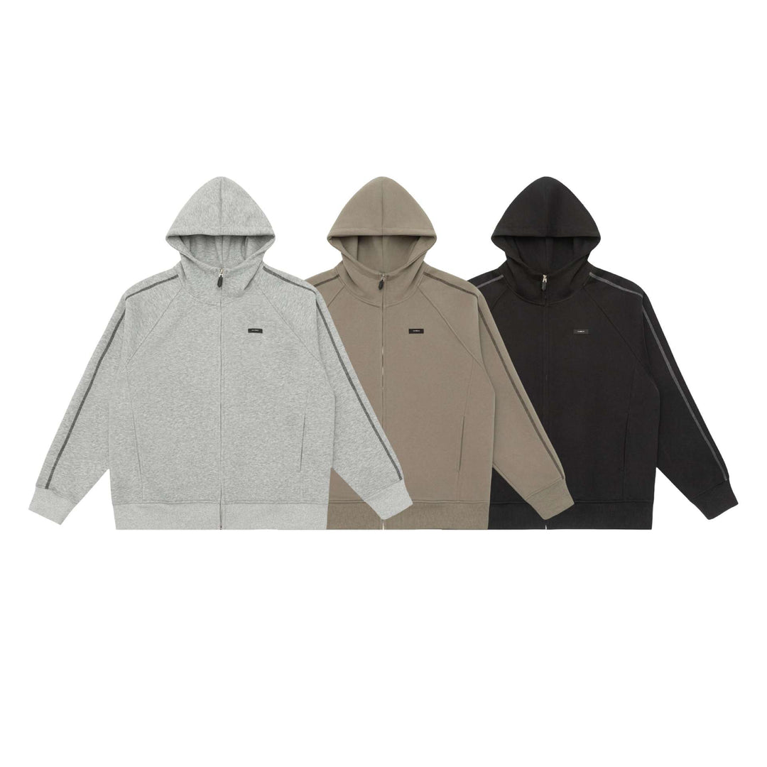 Unisex Oversize Reißverschluss-Kapuzenjacke mit Raglannähten und Rippenbündchen Shop Nory