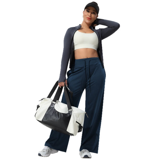 Damen Jogginghose mit hohem Bund, weitem Bein, Kordelzug und Seitentaschen Shopy Nory