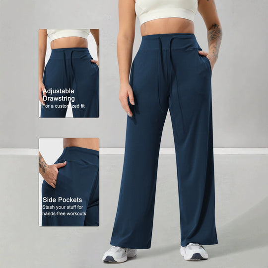 Damen Jogginghose mit hohem Bund, weitem Bein, Kordelzug und Seitentaschen Shopy Nory