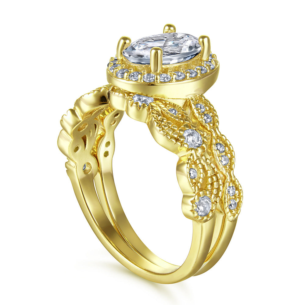 Damen Ring mit floralen Details und glitzernden Zirkonia Shop Nory