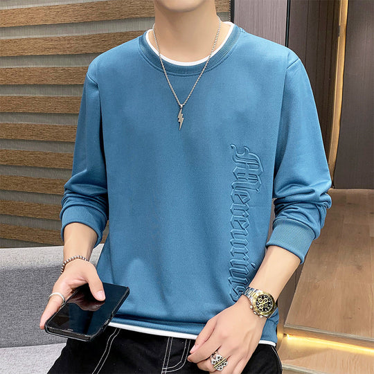 Herren Casual‑Sweatshirt mit seitlicher 3D‑Prägung, Rundhalsausschnitt und Rippbündchen Shop Nory