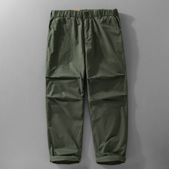 Herren lässige Chinohose mit Elastikbund, Kordelzug und konischem Bein Shop Nory