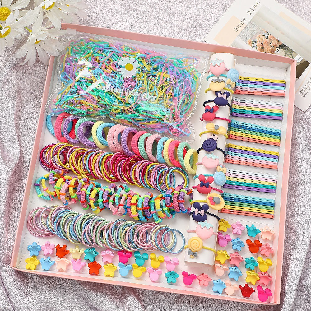 Damen Haaraccessoire-Set mit bunten Haargummis und Clips Shop Nory