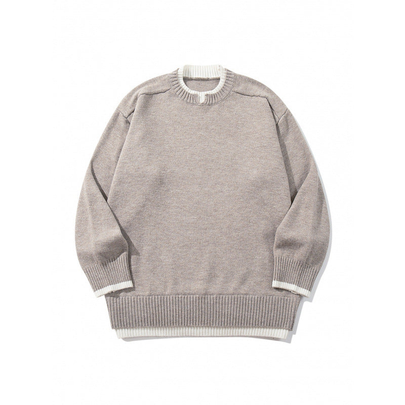 Unisex Relaxed-Fit Feinstrick-Pullover mit Kontrastbündchen und verlängertem Rippenbund Shop Nory