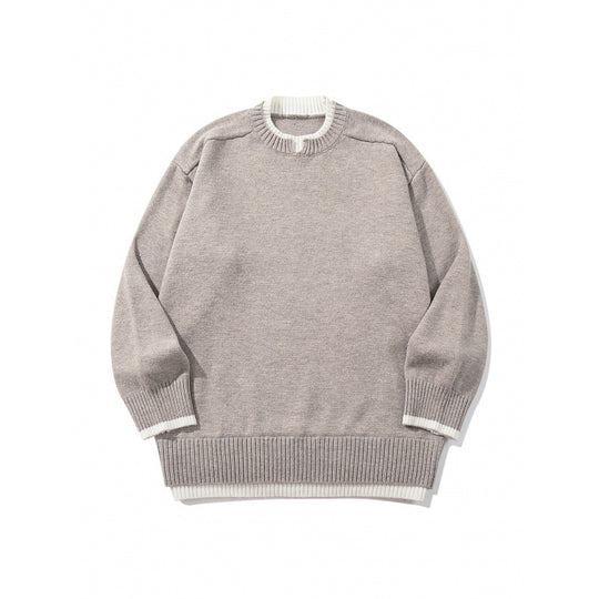 Unisex Relaxed-Fit Feinstrick-Pullover mit Kontrastbündchen und verlängertem Rippenbund Shop Nory