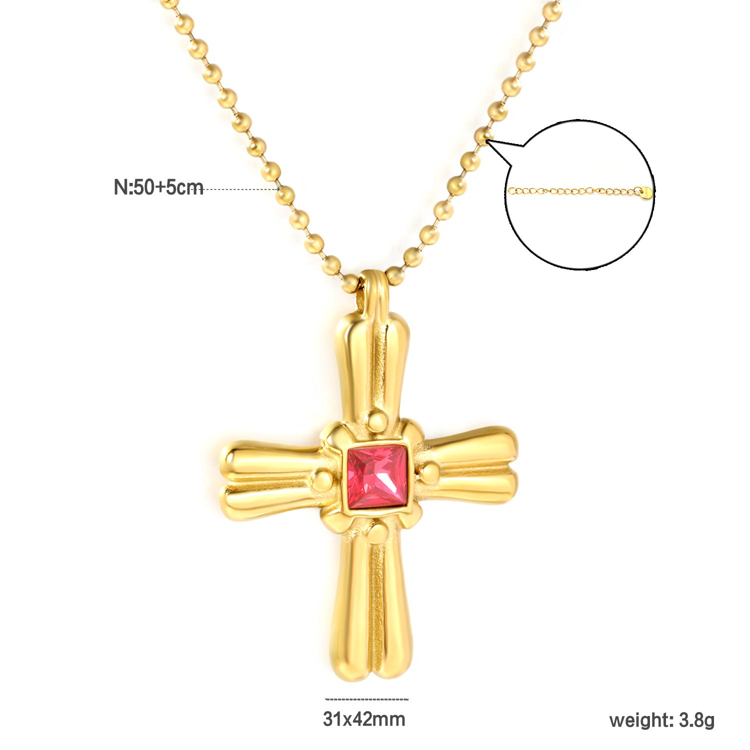 Damen Halskette mit kunstvollem Kreuzanhänger und facettiertem Zirkonia Shop Nory