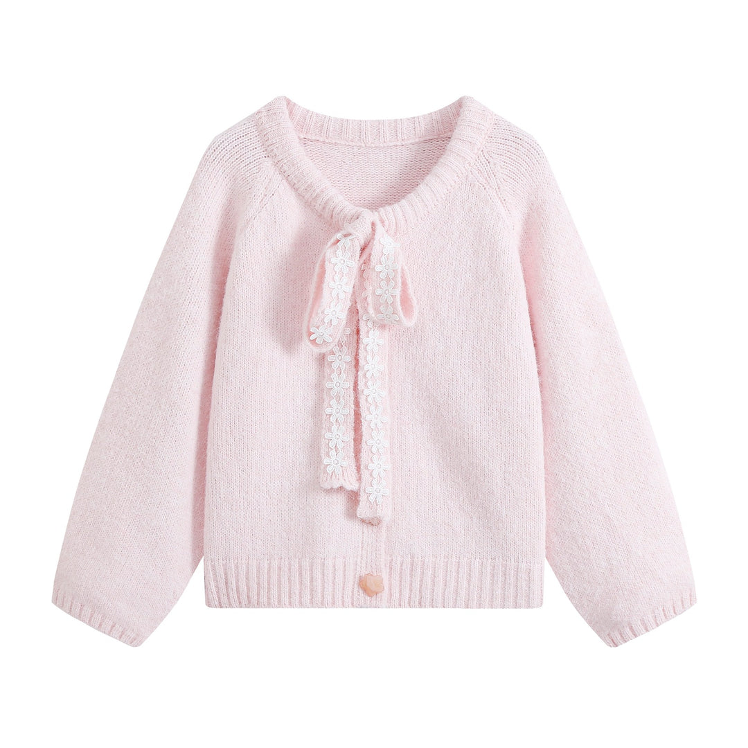 Damen Grobstrick‑Pullover mit floraler Spitzenkordel am Ausschnitt Shop Nory