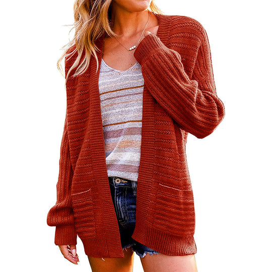 Damen Oversize Strickcardigan mit aufgesetzten Taschen und Rippstruktur Shop Nory