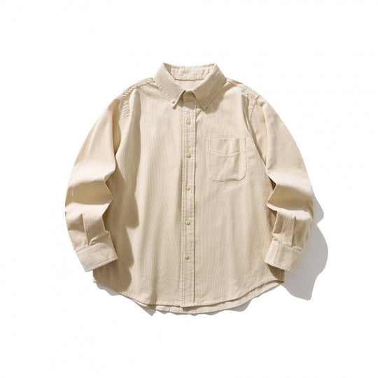 Unisex Kastenförmiges Cord-Hemd im Overshirt-Stil mit Button-Down-Kragen und aufgesetzter Brusttasche Shop Nory