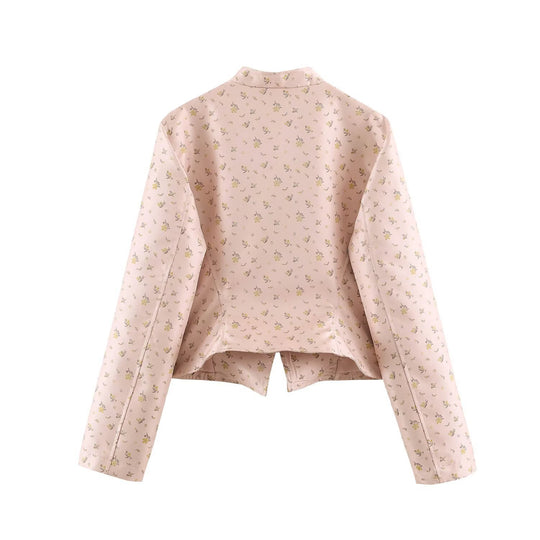 Damen Cropped Satin-Jacke im Militärstil mit dekorativem Froschbesatz Shop Nory