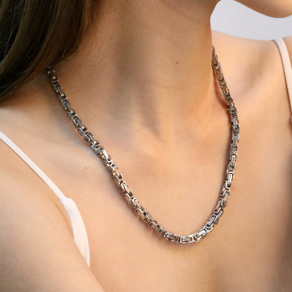 Damen Edelstahl Halskette im modernen Gliederdesign Shop Nory
