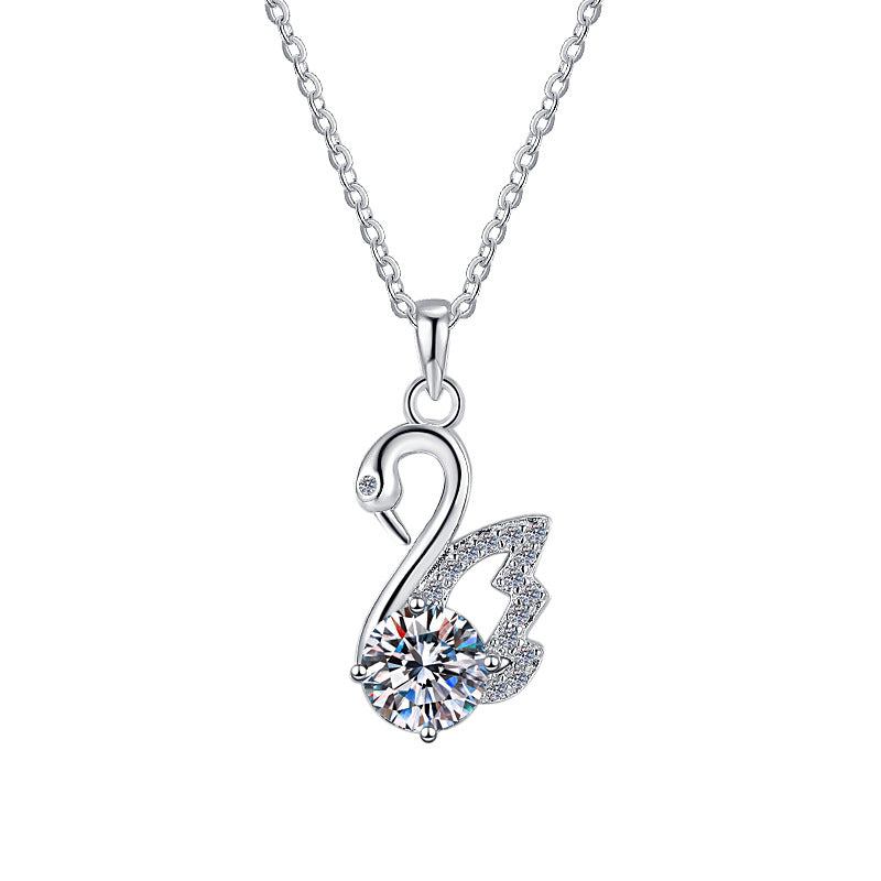 Damen Anhänger-Halskette mit elegantem Schwan-Design und funkelnden Kristallen Shop Nory