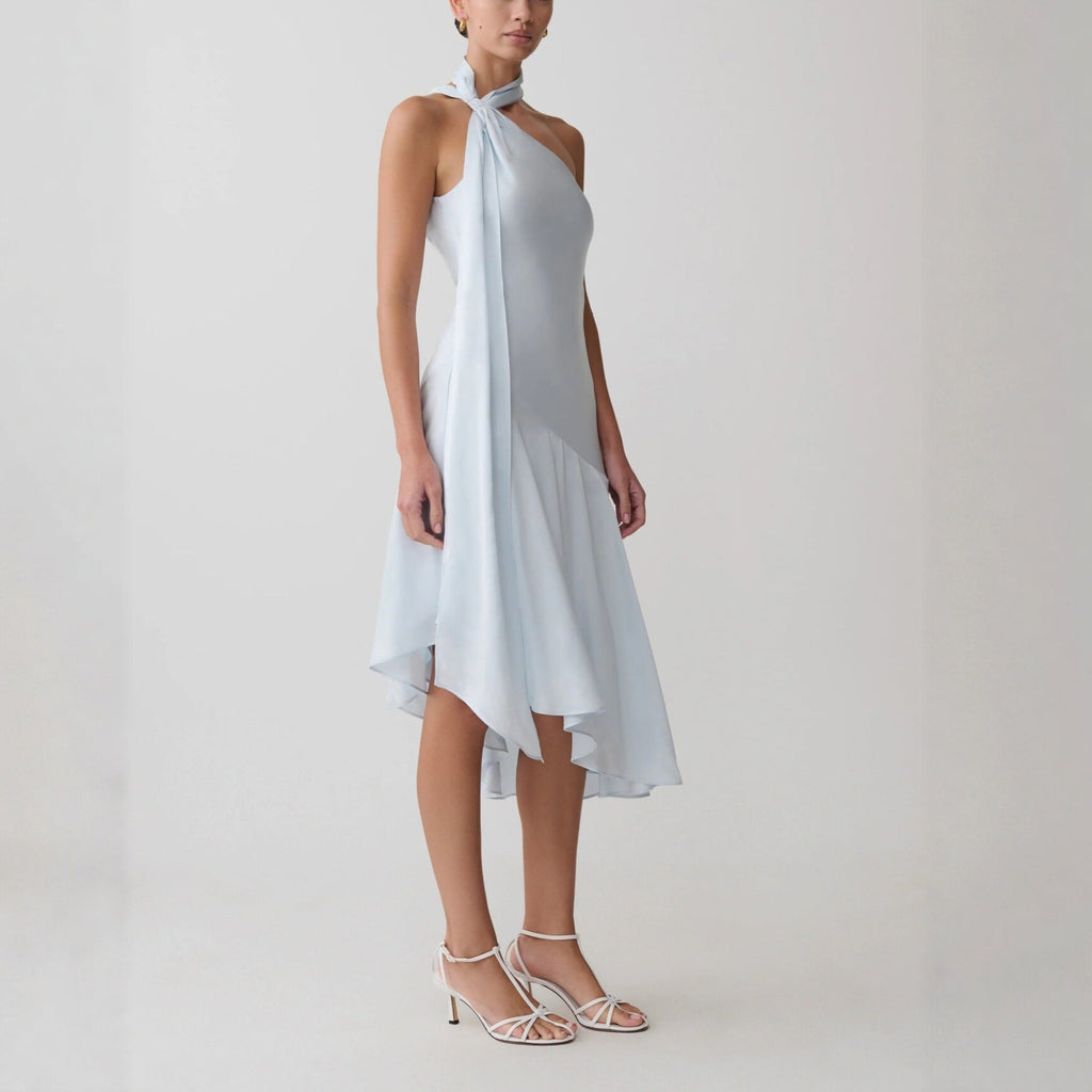 Damen asymmetrisches Schlussteil Kleid mit schmalem Träger Shopnory