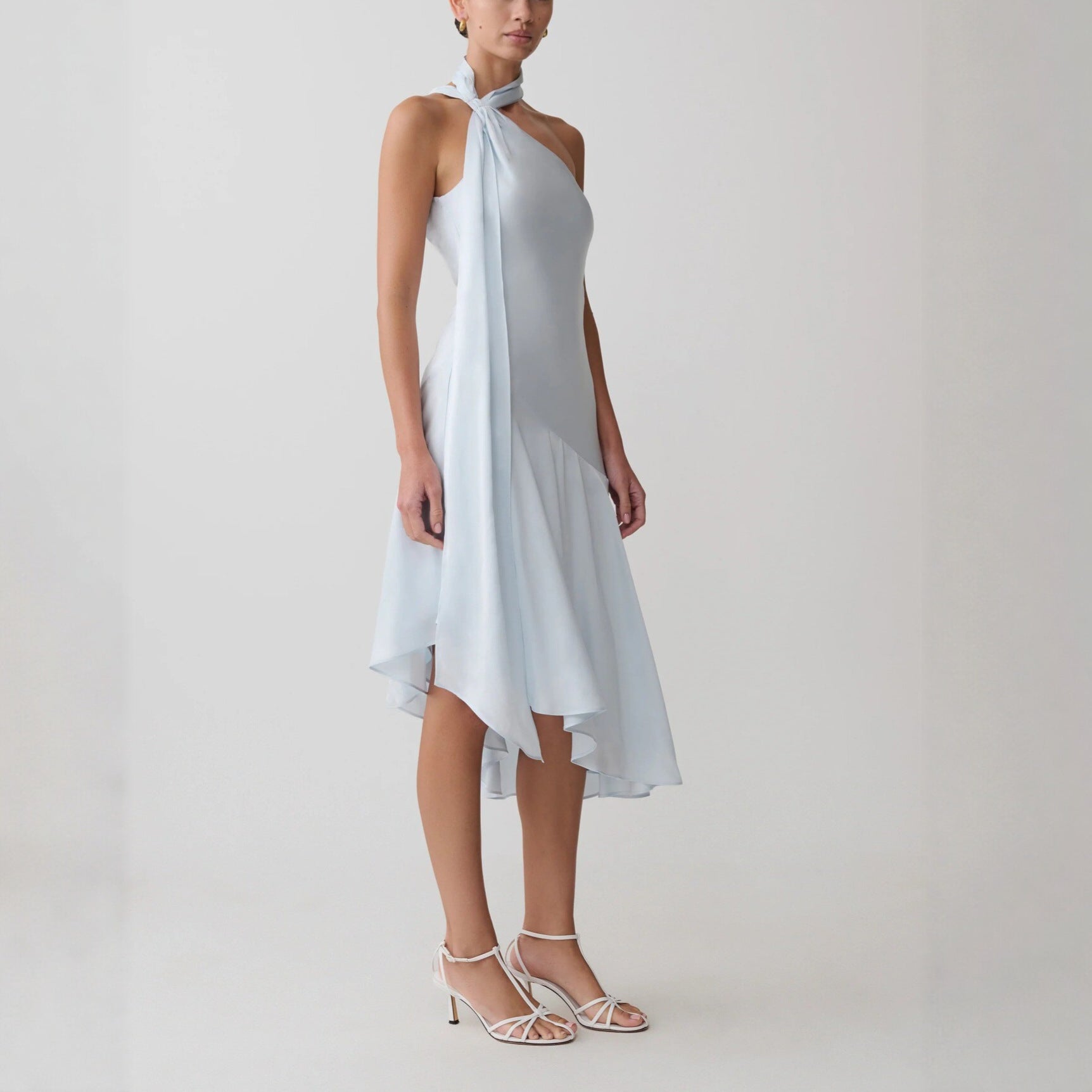 Damen asymmetrisches Schlussteil Kleid mit schmalem Träger Shopnory