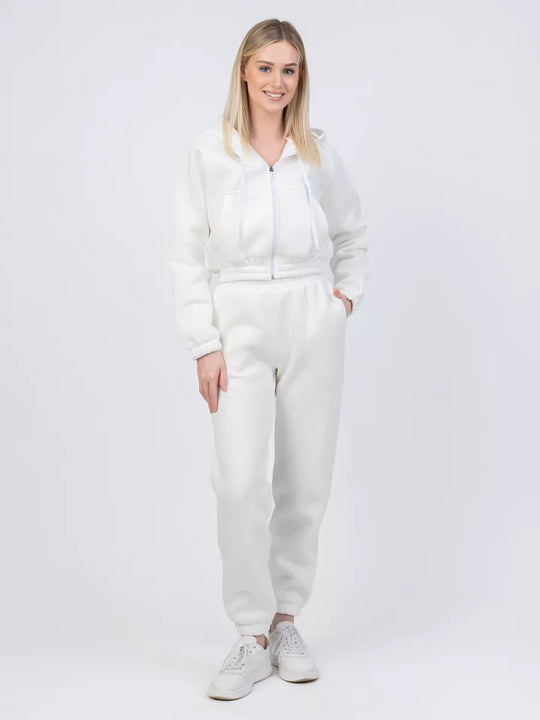 Damen Gekürztes Zip‑Hoodie mit elastischer High‑Waist Jogginghose Shop Nory