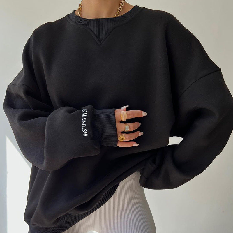 Damen lässiger Oversized Sweatshirt mit Raglanärmeln und besonderen Detailnähten