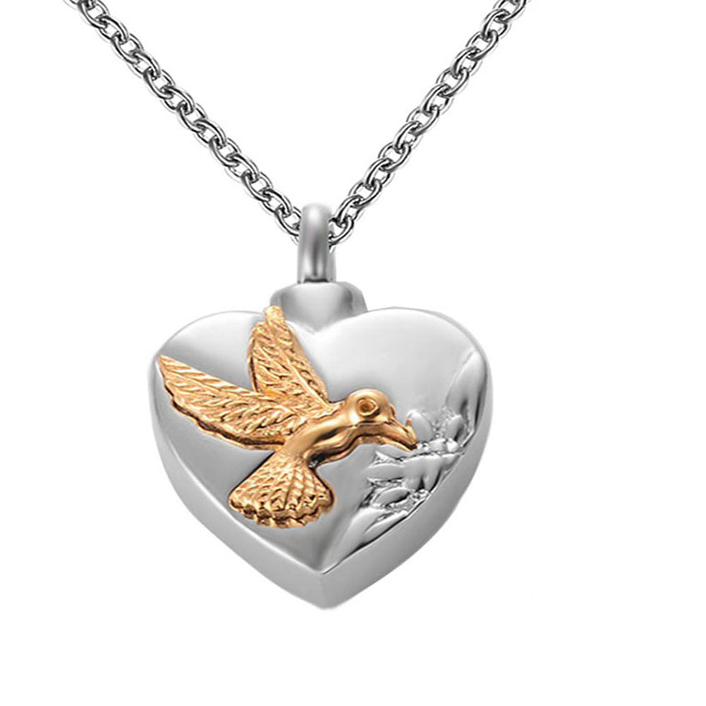 Damen Herzanhänger mit filigranem Vogelmotiv Shop Nory
