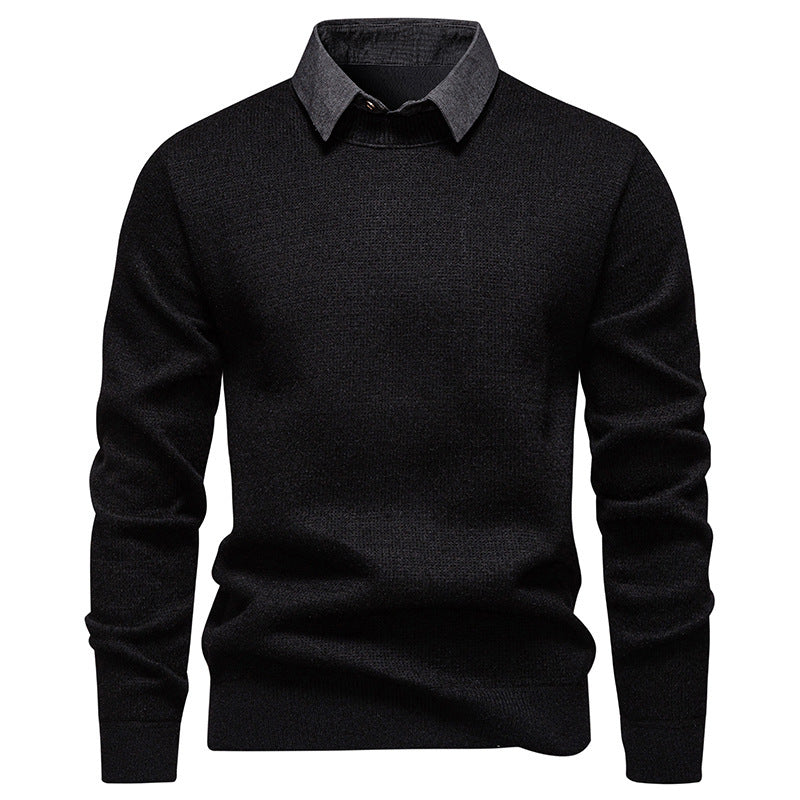 ShopNory | Herren Strickpullover mit Kontrastkragen