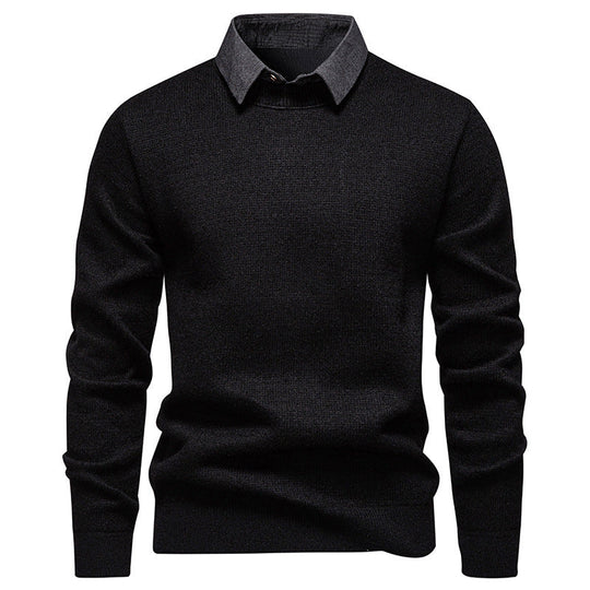 ShopNory | Herren Strickpullover mit Kontrastkragen