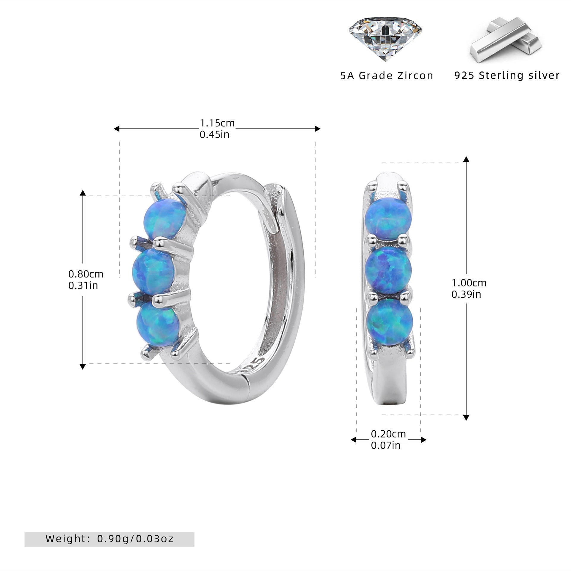 Damen Ohrhänger mit funkelnden Opal-Steinen und hochwertigem 925 Sterling Silber Shop Nory