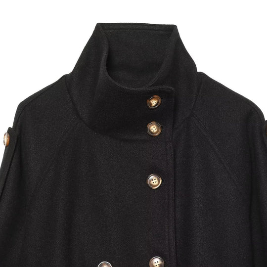 Damen Kurze doppelreihige Wollmix-Capejacke mit Stehkragen und Taillengürtel Shop Nory