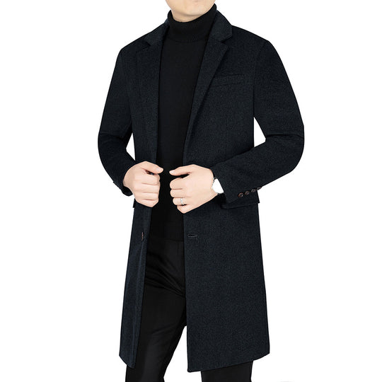 Herren Langer Wollmix-Mantel mit durchgehendem Kunstfell-Futter und schlanker Silhouette Shop Nory