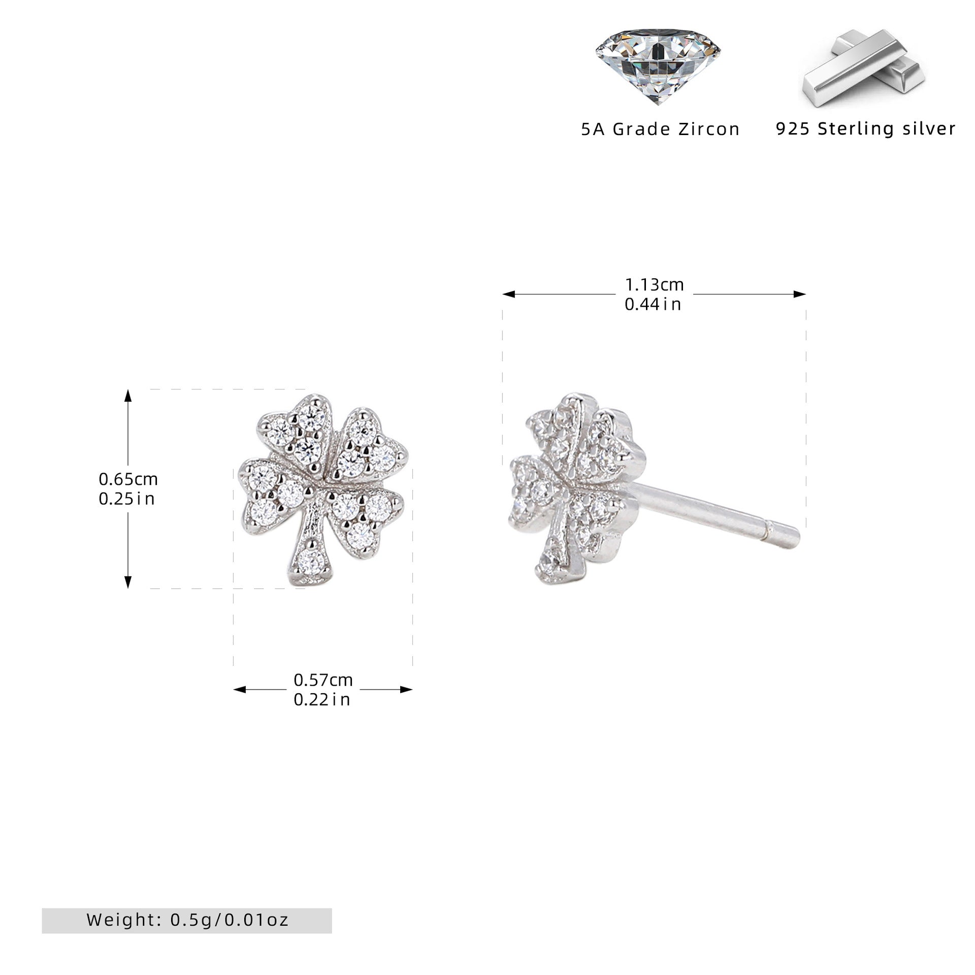 Damen Ohrstecker im stilvollen Kleeblatt-Design aus hochwertigem 925 Sterling Silber Shop Nory