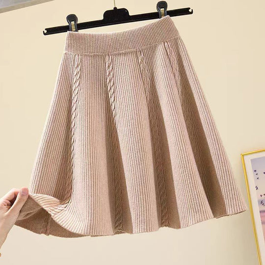 Damen Wadenlanger Strickrock mit Zopfmuster Shop Nory
