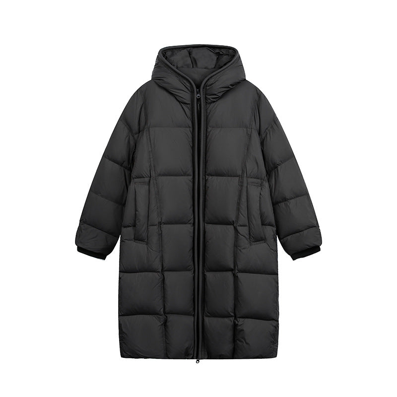 Damen Langer Steppmantel mit Kapuze, Oversize Thermoisolierung Shop Nory