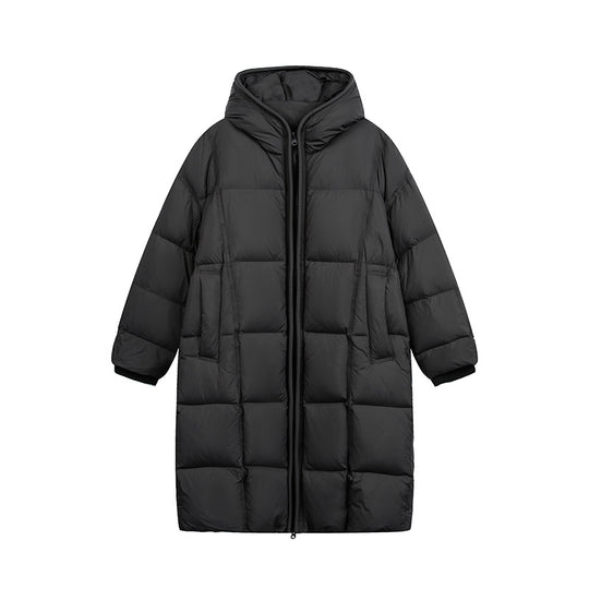 Damen Langer Steppmantel mit Kapuze, Oversize Thermoisolierung Shop Nory
