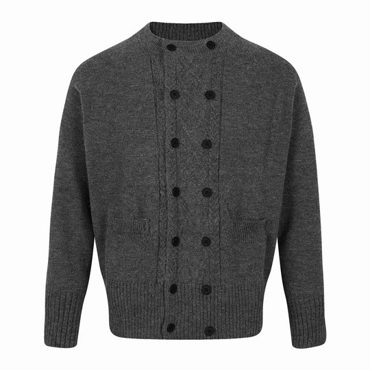 Herren Doppelt geknöpfte Strickcardigan mit Zopfmuster und Stehkragen Shop Nory