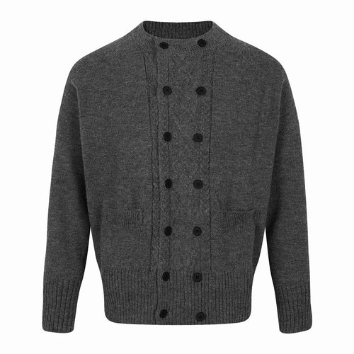 Herren Doppelt geknöpfte Strickcardigan mit Zopfmuster und Stehkragen Shop Nory