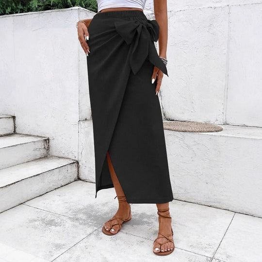 Damen Eleganter Wickelrock mit Schleifendetail