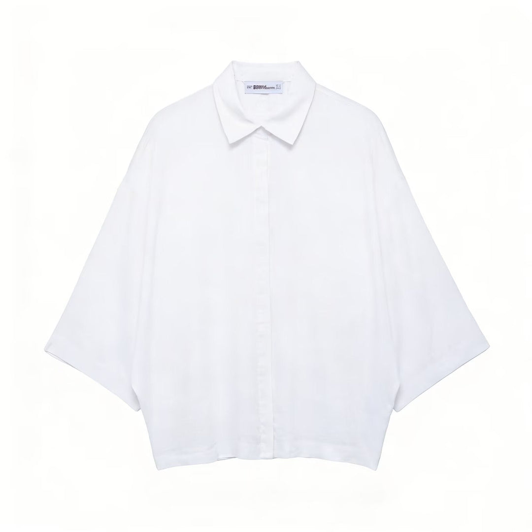 Damen Oversized-Bluse mit modernem Schnitt und praktischen Knopfdetails