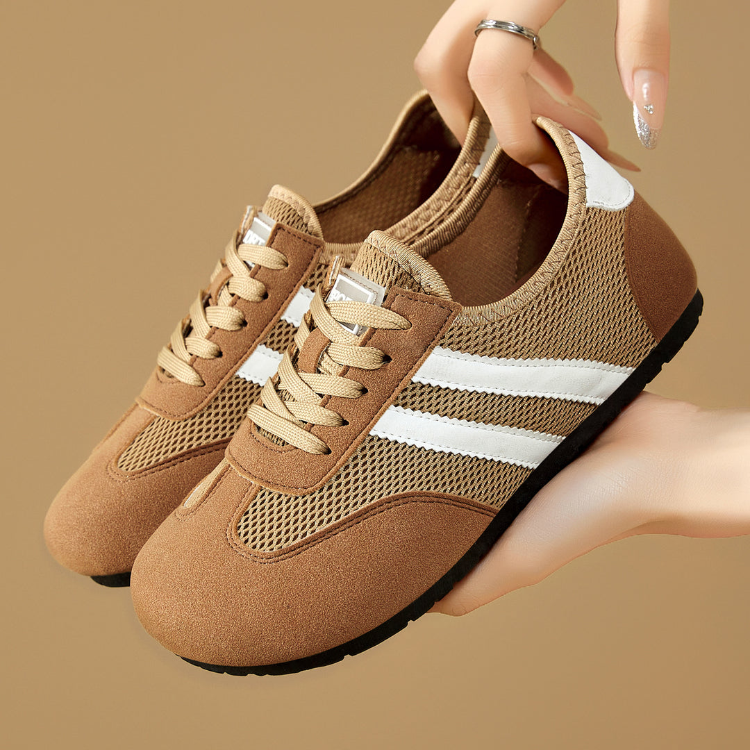 Damen nan retro-sportlicher Low-Top Sneaker mit atmungsaktivem Mesh, Veloursüberzügen und rutschfester Gummilaufsohle Shop Nory