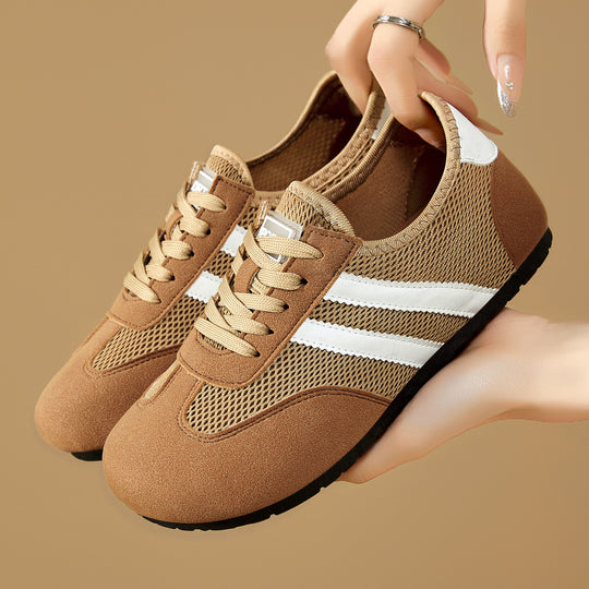 Damen nan retro-sportlicher Low-Top Sneaker mit atmungsaktivem Mesh, Veloursüberzügen und rutschfester Gummilaufsohle Shop Nory