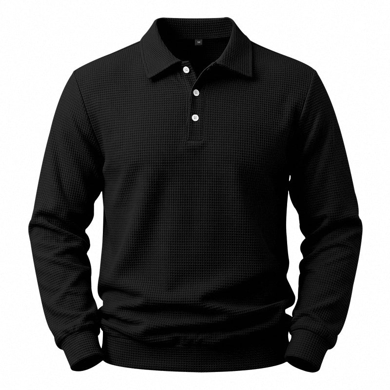 Herren Langarm-Poloshirt mit Waffelstruktur und Baumwollmix Shop Nory