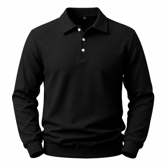 Herren Langarm-Poloshirt mit Waffelstruktur und Baumwollmix Shop Nory