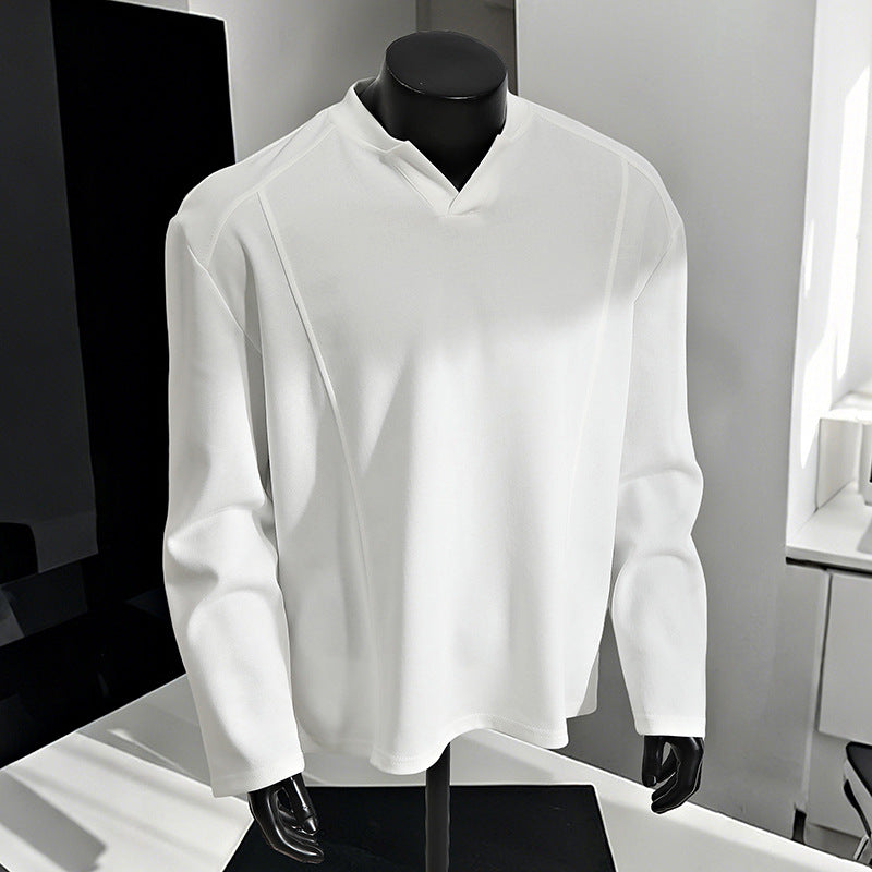 Herren Oversize-Langarmshirt mit V-Notch-Kragen, minimalistischer Schnitt und weichem Baumwollmix Shop Nory