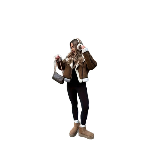 Damen Lässige und warme Lammfelljacke