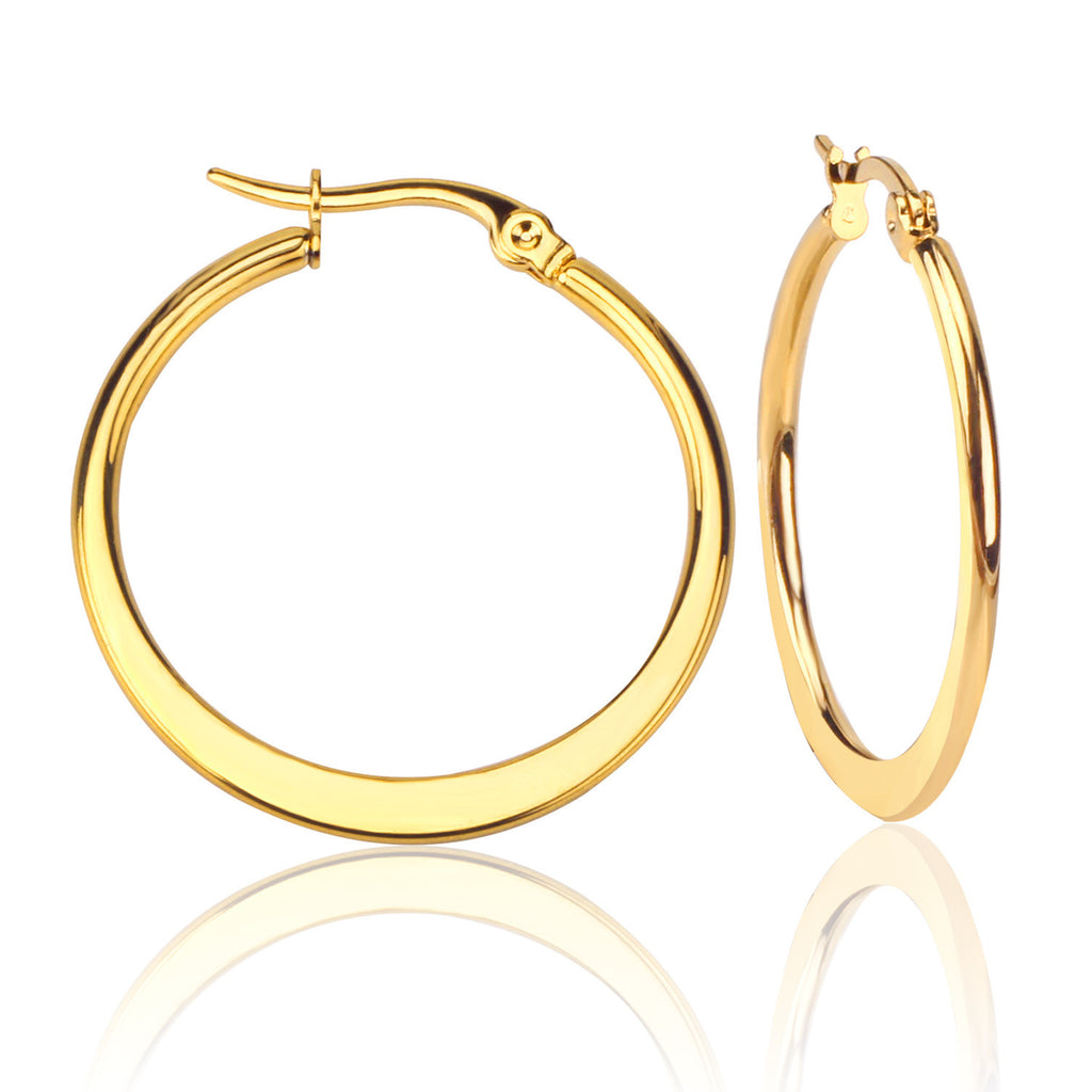 Damen Herzförmige Edelstahl Creolen mit goldplattierter Oberfläche Shop Nory