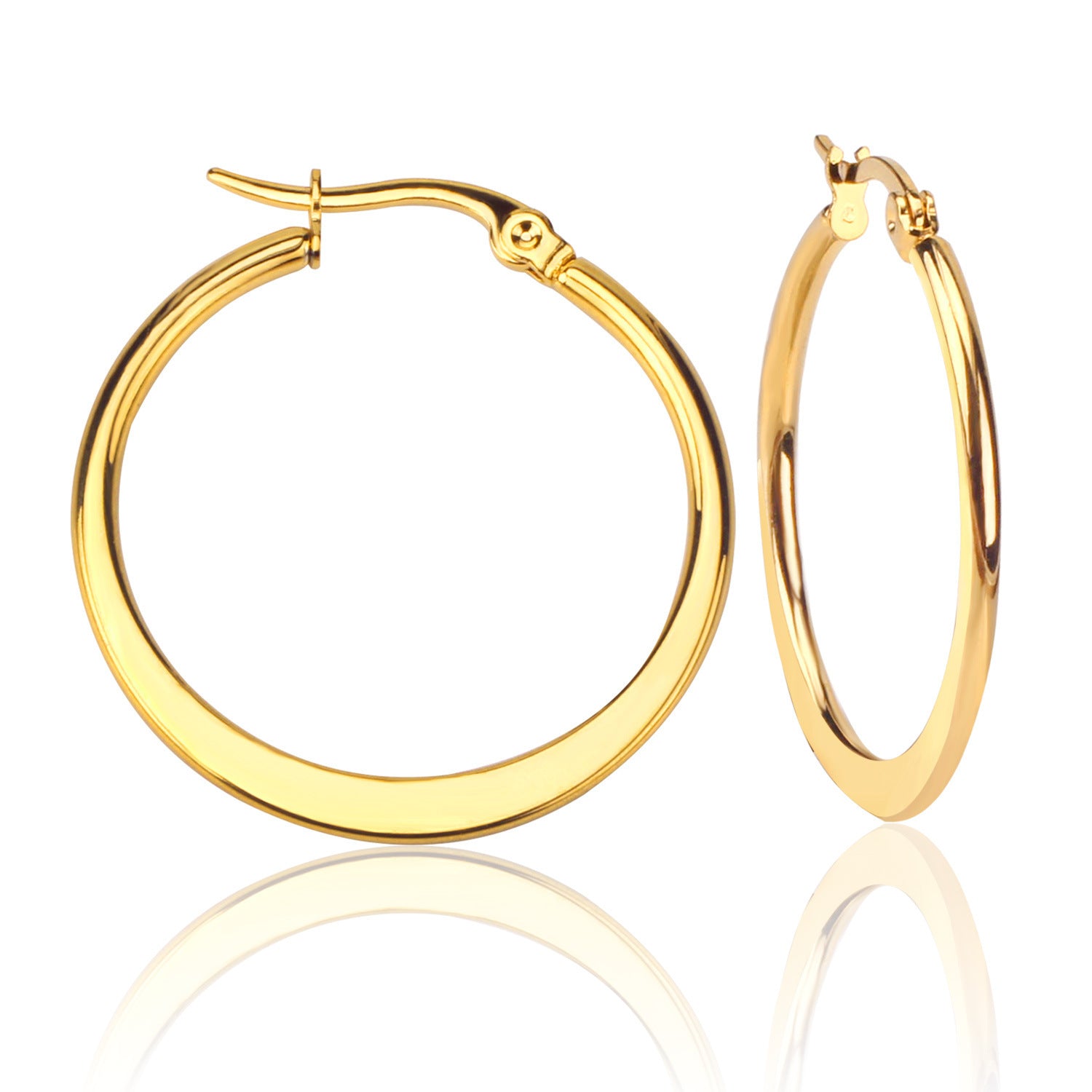 Damen Herzförmige Edelstahl Creolen mit goldplattierter Oberfläche Shop Nory