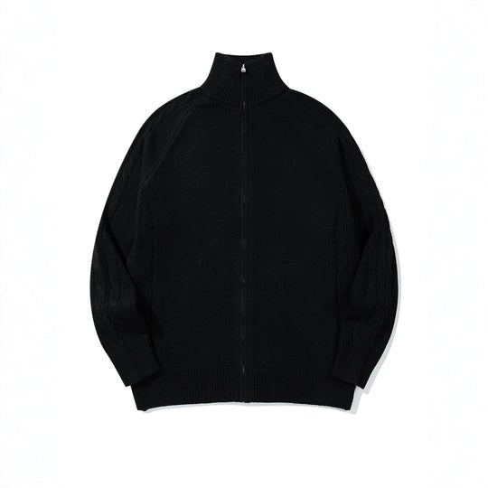 Herren Grobstrick‑Zipjacke mit Funnelkragen, Raglanärmeln und Zopfmuster Shop Nory