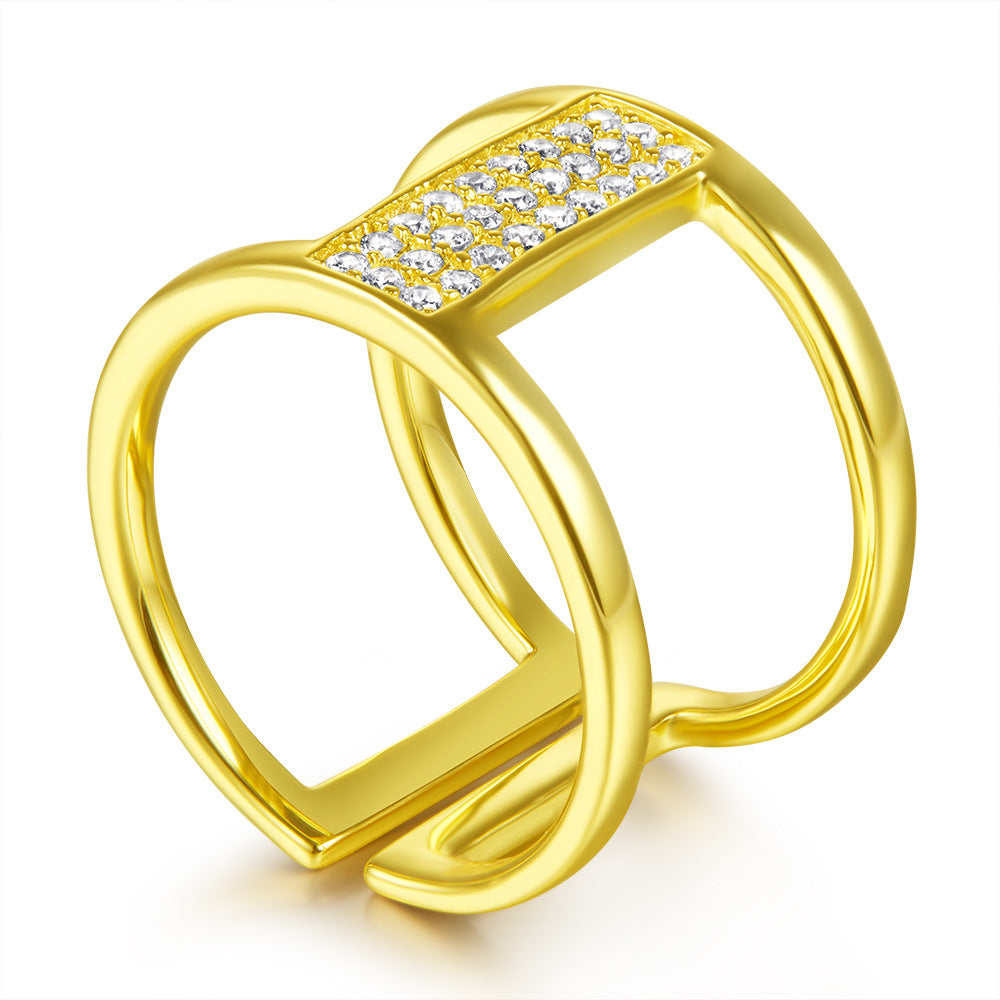 Damen Ring mit funkelndem Zirkonia-Besatz und modernem Design Shop Nory